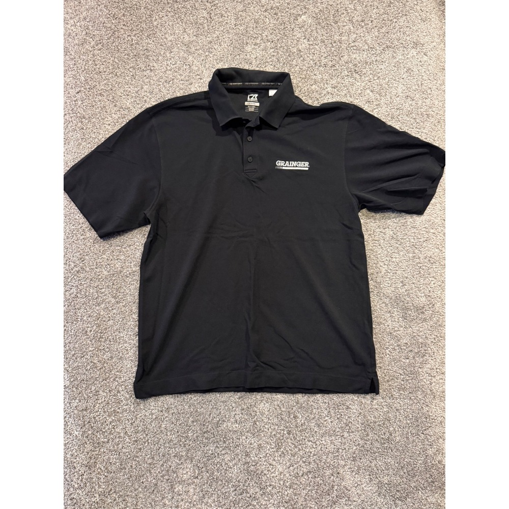 Cutter & Buck Polo Shirt Mens XL Black Grainger CB DryTec Short Sleeve Workwear